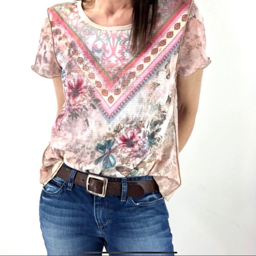 Sundance Floral Blouse with Pink and Cream Accents